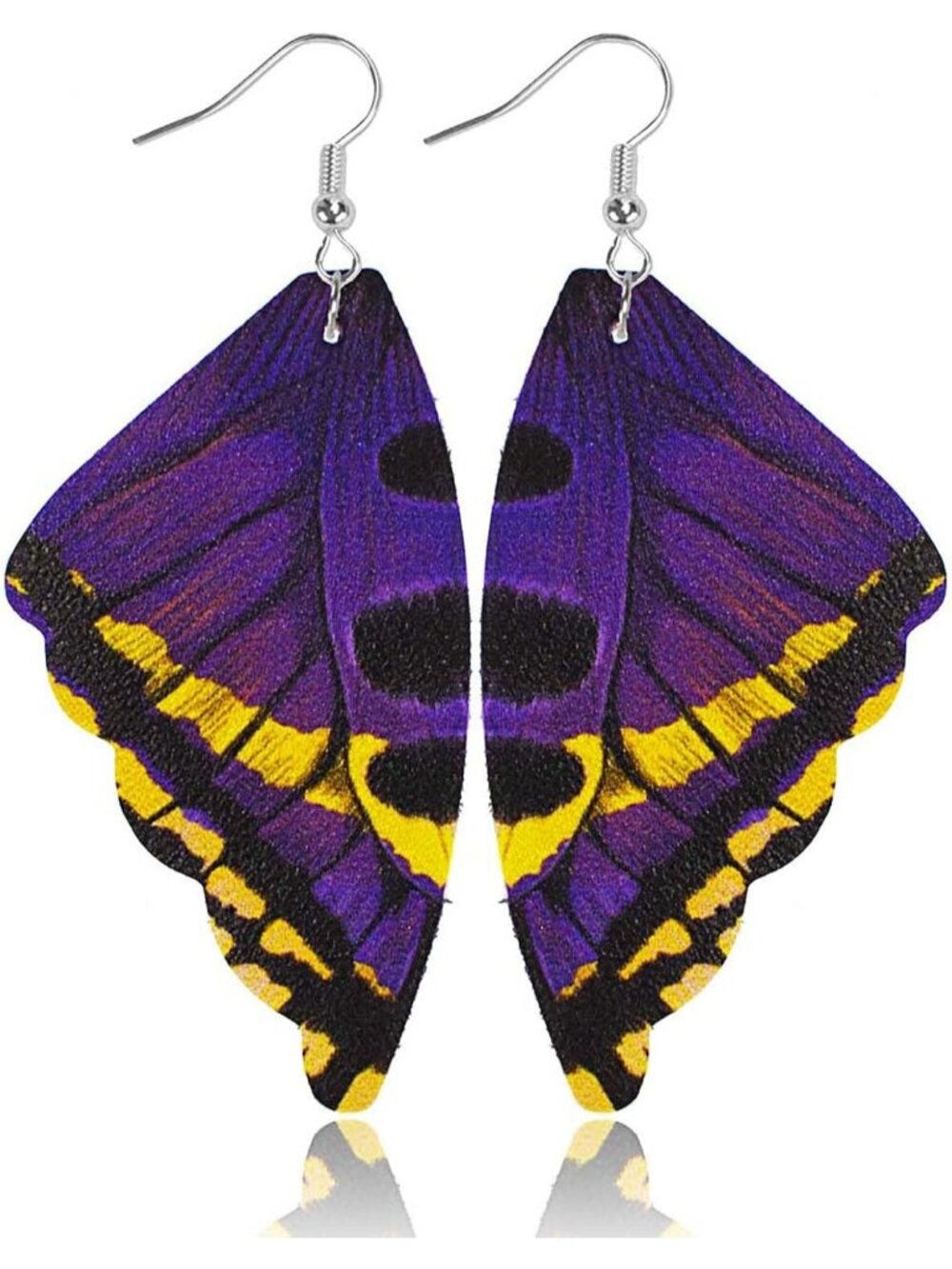 Women's Purple Butterfly Wing Dangle Crystal Beaded Tassel Gothic Earrings